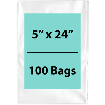 5X24 inches Clear Flat Poly Bags 1.5Mil Open Top (LDPE)